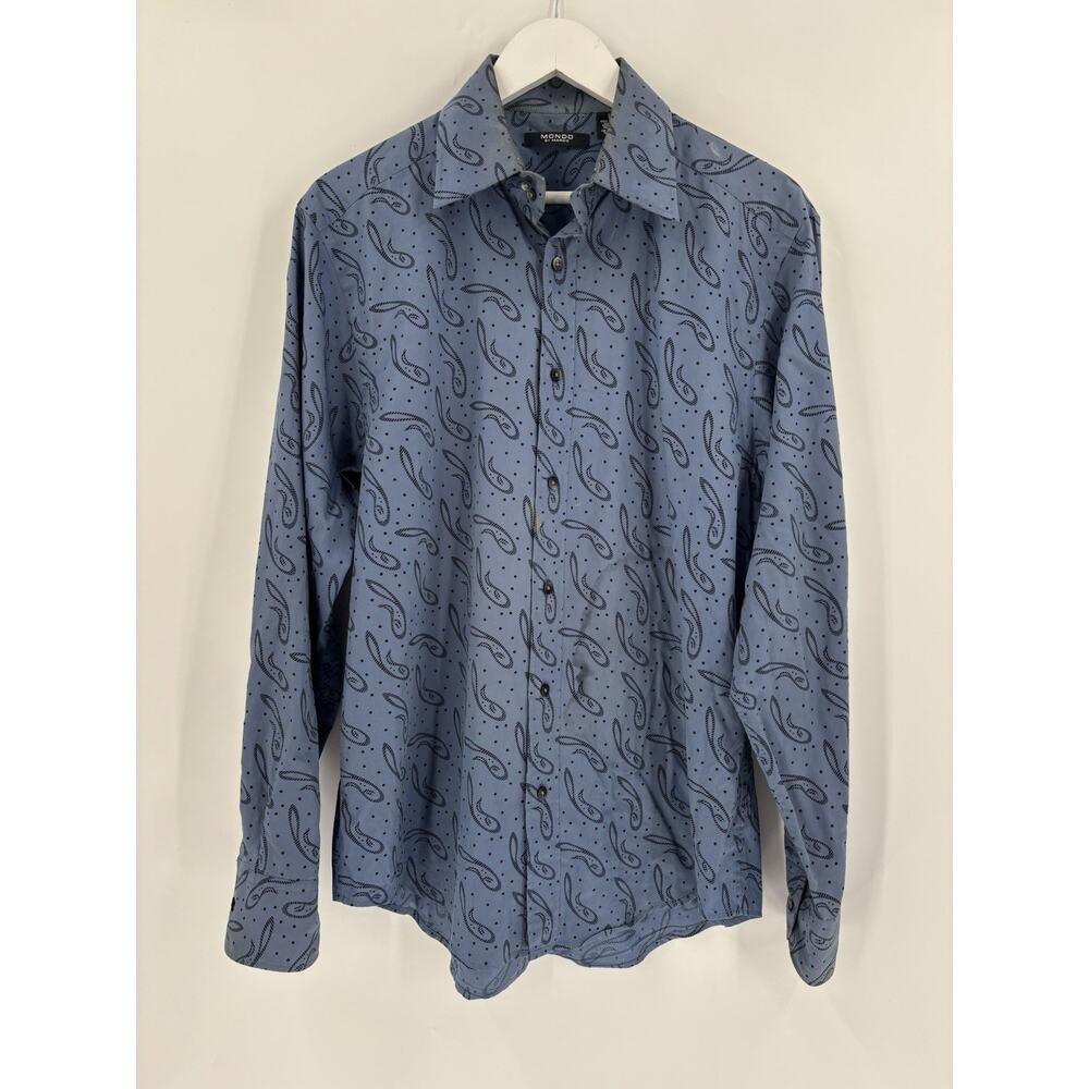 Mondo di Marco Vintage Button Down Shirt Mens Large Blue Paisley Long Sleeves